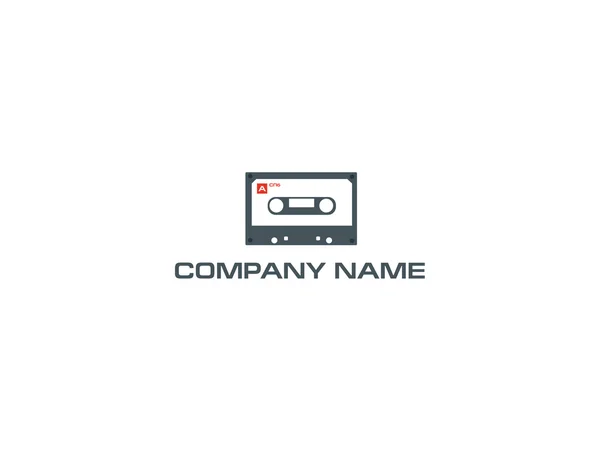 Kassetter logotyp platt vintage — Stock vektor