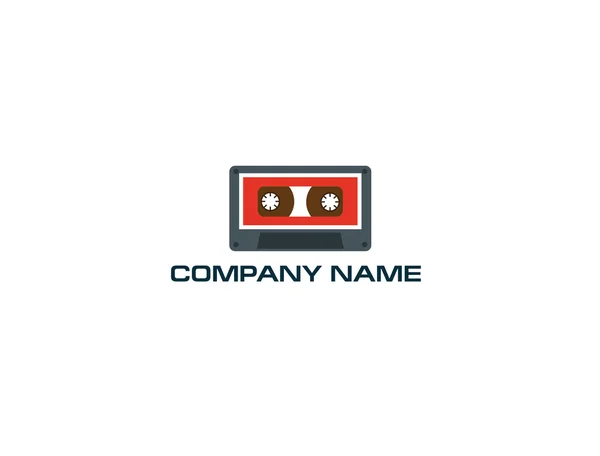 Cassetes logotipo plana vintage — Vetor de Stock