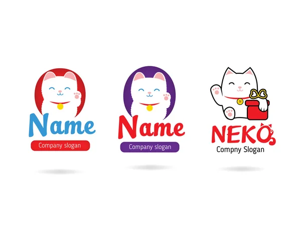 Kedi neko düz logosunun renk illüstrasyon