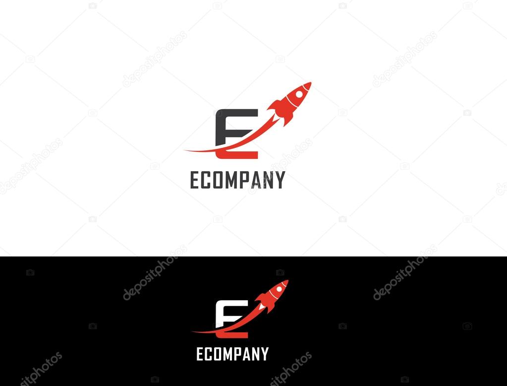 Letter E rocket flat