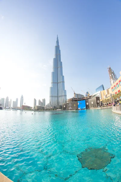 Dubai, 25 Kasım 2015: gökdelen su Yüzme Havuzu