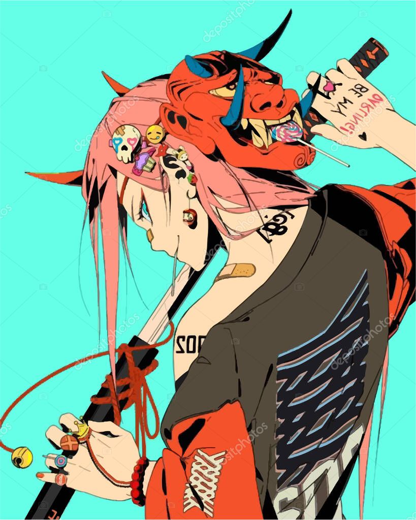 Red Haired Anime Girl With Tattoos Holding A Sword In Her Hands Premium Vector In Adobe Illustrator Ai Ai Format Encapsulated Postscript Eps Eps Format Red Haired Anime Girl With Tattoos Holding A Sword In Her Hands Premium Vector In Adobe Illustrator Ai Ai Format Encapsulated Postscript Eps Eps Format