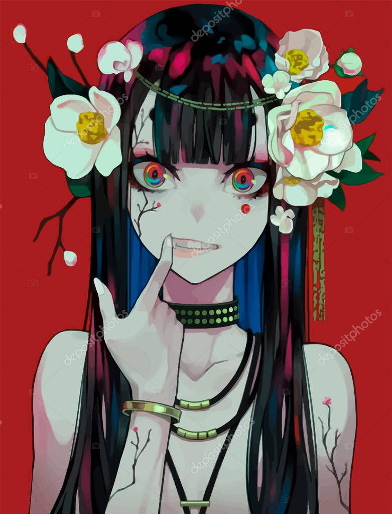 Demonic Anime Girl With A Wreath On Her Head Stylish Trendy Illustration Premium Vector In Adobe Illustrator Ai Ai Format Encapsulated Postscript Eps Eps Format Demonic Anime Girl With A Wreath On Her Head Stylish Trendy Illustration Premium Vector In Adobe Illustrator Ai Ai Format Encapsulated Postscript Eps Eps Format