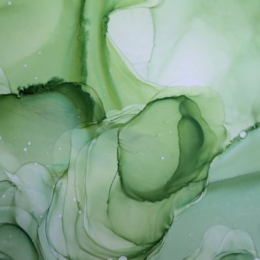 Alkolik mürekkepten yapılmış modern soyut resim. Yeşil soyut resim arka planı. Soyut yeşil arkaplan, duvar kağıdı. Modern sanat. Mermer dokuyu boya. 