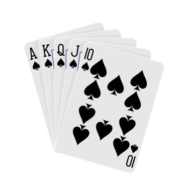 Beyaz arkaplanda EPS8 vektöründe Royal floş poker kartları