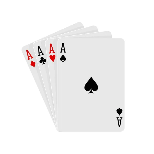 Jouer Aux Cartes Quatre Priorité Ace Pique Sur Fond Blanc — Image vectorielle