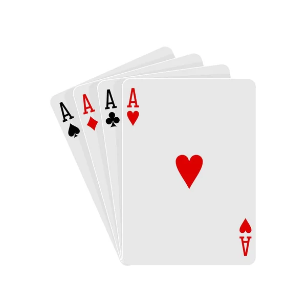 Playing Cards Four Aces Priority Ace Heart White Background Vector — Stock Vector