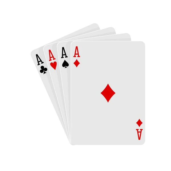 Jugar Las Cartas Cuatro Ases Prioridad Como Diamante Sobre Fondo — Vector de stock