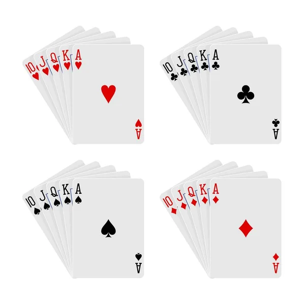 Грати Карти Підходить Червоним Алмазу Клуби Лопаті Білому Тлі Векторі — стоковий вектор