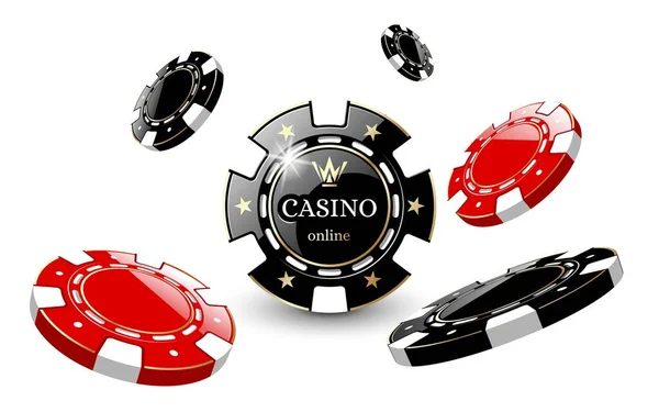 Rote Und Schwarze Casino Chips Auf Weißem Hintergrund Vektor Eps10 — Stockvektor