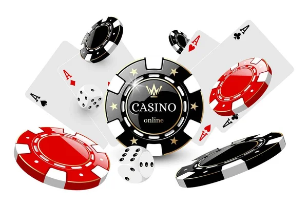 Illustratie Voor Casino Chips Kaarten Dobbelstenen Witte Achtergrond Vector Eps10 — Stockvector