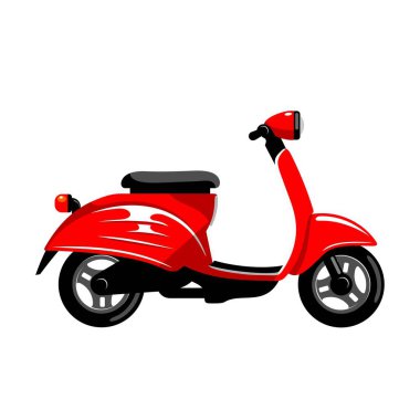 EPS8 vektöründe beyaz arkaplanda kırmızı scooter