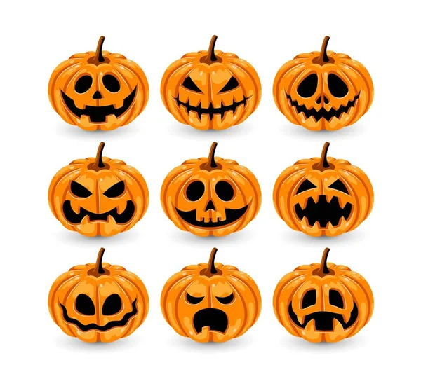 Conjunto Calabazas Para Halloween Sobre Fondo Blanco Vector Eps10 — Vector de stock