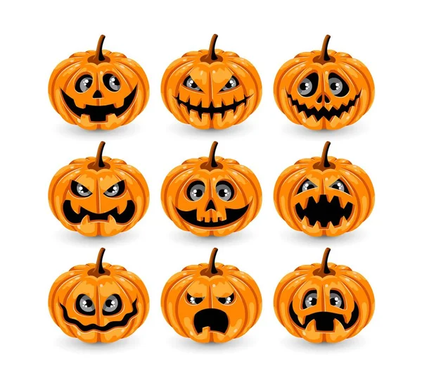 Conjunto Calabazas Para Halloween Sobre Fondo Blanco Vector Eps10 — Vector de stock