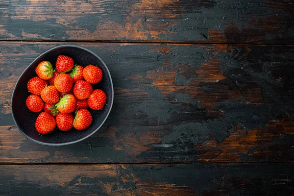 Fraise Rouge Mûre Vue Dessus Avec Espace Pour Texte Sur — Photo