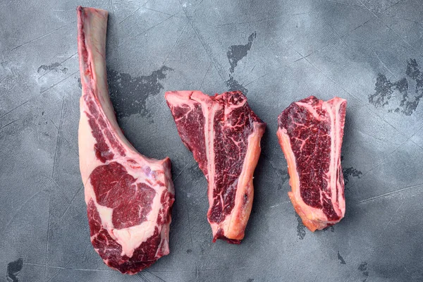 Boeuf Cru Angus Prime Noir Ensemble Steak Vieilli Sec Tomahawk — Photo