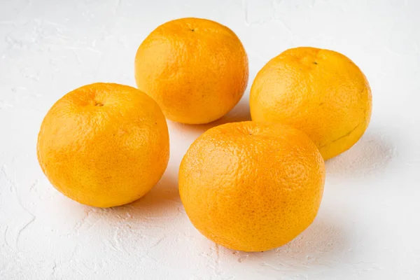 Fresh Organic Orange Fruit Set White Stone Table Background — Stock Photo, Image