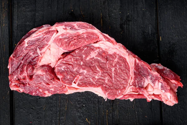 Set Bistecche Ribeye Carne Fresca Fresca Biologica Prima Scelta Sfondo — Foto Stock