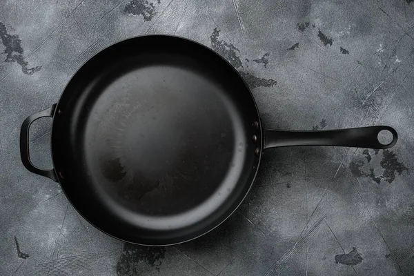 Gebruikte Oude Lege Koekenpan Set Met Kopieerruimte Voor Tekst Eten — Stockfoto