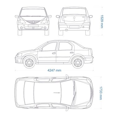 Araba vektör şablonu. Araba plânı. Beyaz arka planda 5 kapılı hatchback arabası. Markalaşma için model şablonu. Boş araç damgalama modeli.