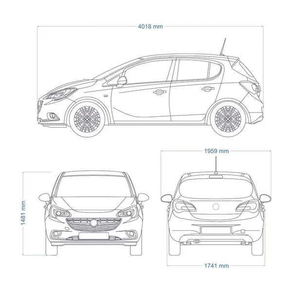 Mini Car Vector Template Car Branding Advertising Car Set White — Stock Vector
