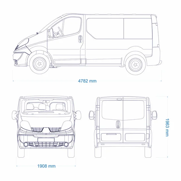 Modello Vettoriale Van Car Branding Pubblicità Van Commerciale Leggero Commercializzato — Vettoriale Stock