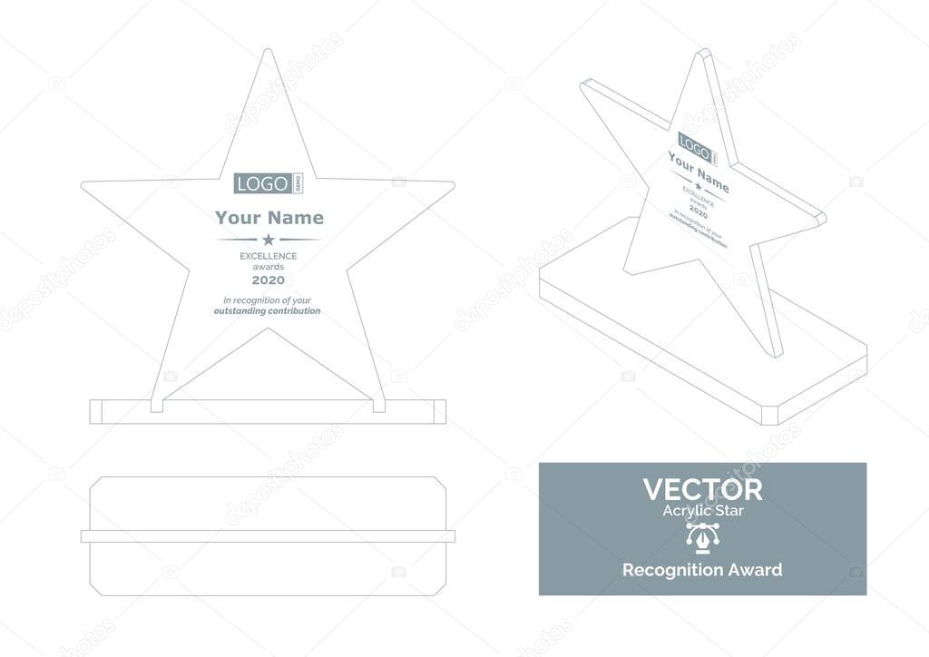 Trophy Vector Template, Business Distinction Award, Corporate Recognition Award, Employee Acrylic awards