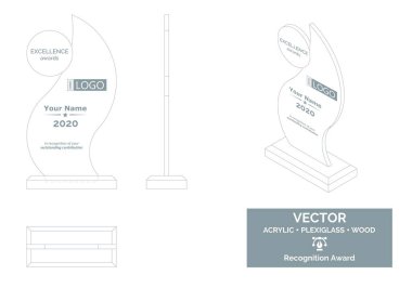 Trophy Vector Template, Business trophy Distinction Award, Corporate Recognition trophy Award clipart