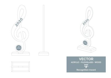 Music clef Trophy Vector Şablonu, Müzisyen Ödülü Ayırma Ödülü, Şarkıcı Tanıma Ödülü