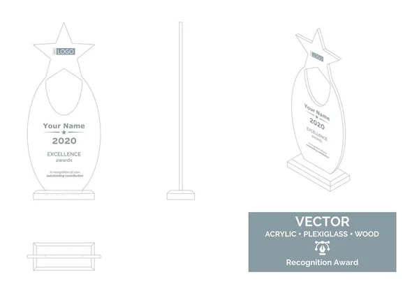 Trophy Vector Template Business Trophy Distinction Award Corporate Recognition Trophy — Stock Vector