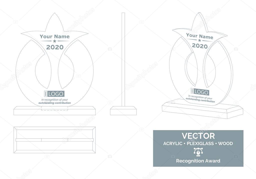 Abstract Trophy Vector Template, Business Trophy Distinction Award, Employee Recognition Trophy Award