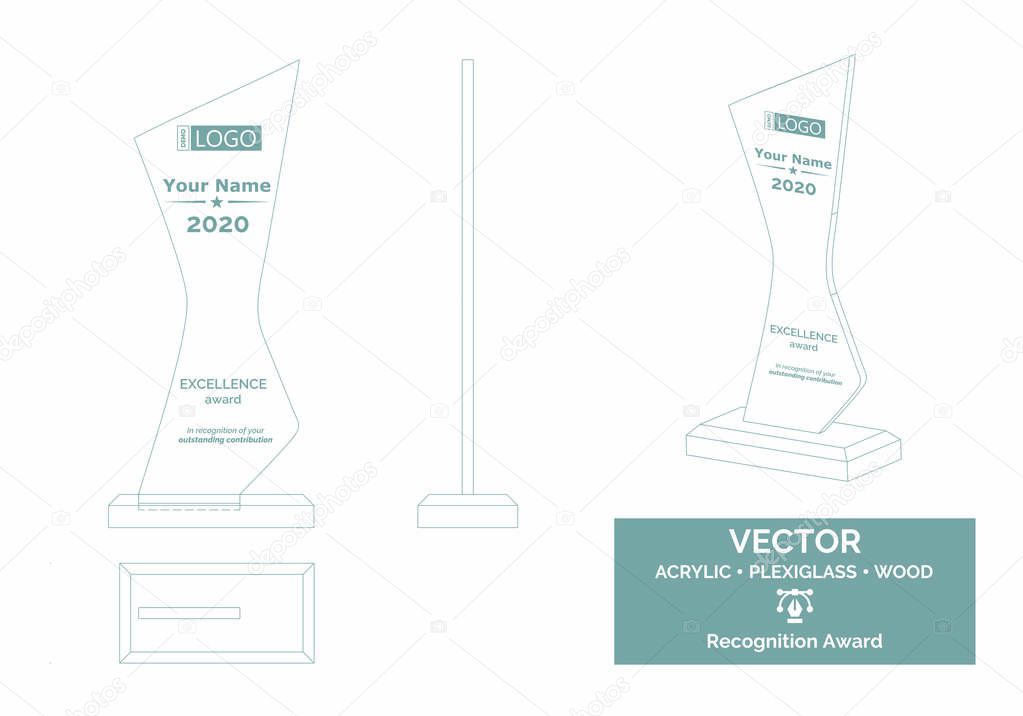 Abstract Trophy Vector Template, Business Trophy Distinction Award, Employee Recognition Trophy Award