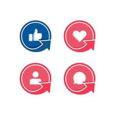 Set of social media icons. Get more attention on social media.  clipart