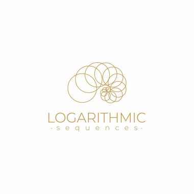 Kutsal geometri logosu şablonu. Logaritmik diziler. Fibonacci spiral logo tasarımı. Altın oran. Yaşamın çiçeği. İlahi oran