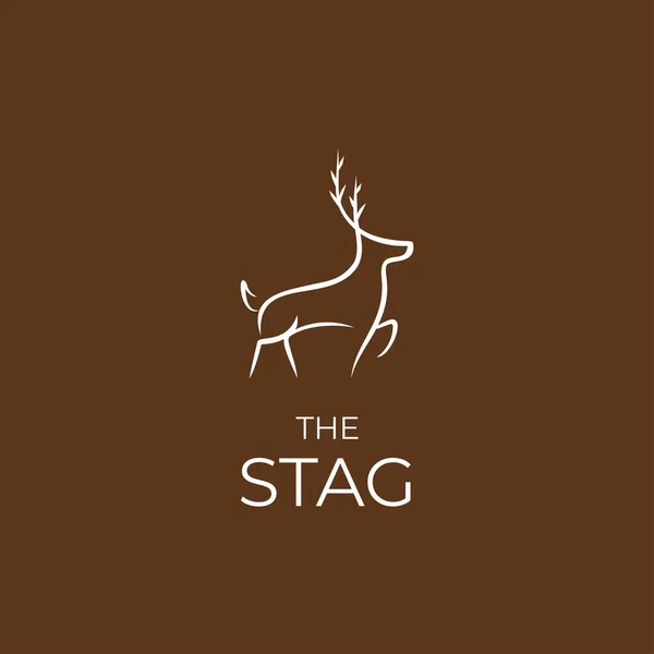 Stag Logo Simple Minimalist Line Art Векторная Иллюстрация Оленя Лося — стоковый вектор