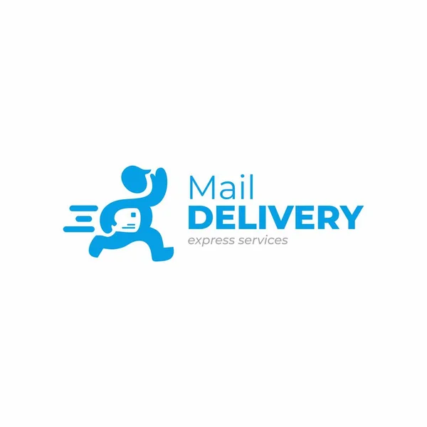 Πρότυπο Λογότυπο Παράδοσης Deliveryman Κρατώντας Εικονίδιο Πακέτο Λογότυπο Φορέα Ταχυδρομικού — Διανυσματικό Αρχείο