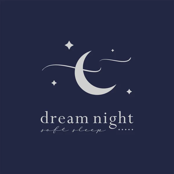 Dream Night Logo Template Night Sky Logo Moon Stars Logo — Stock Vector