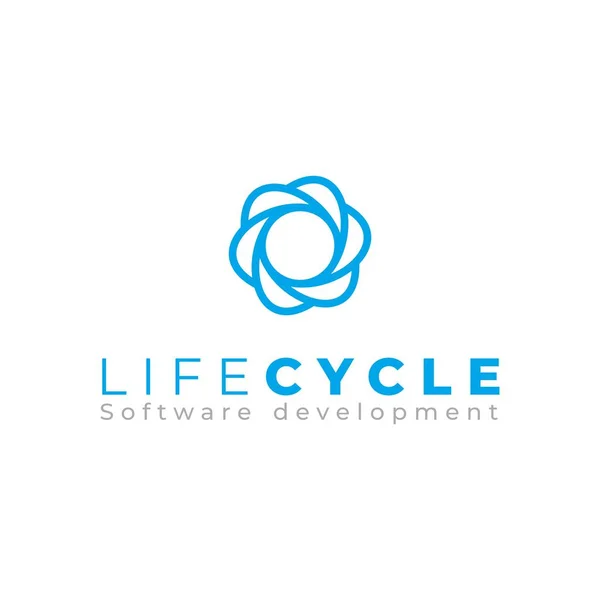 Modèle Logo Cycle Vie Conception Logo Développement Logiciel Icône Florale — Image vectorielle