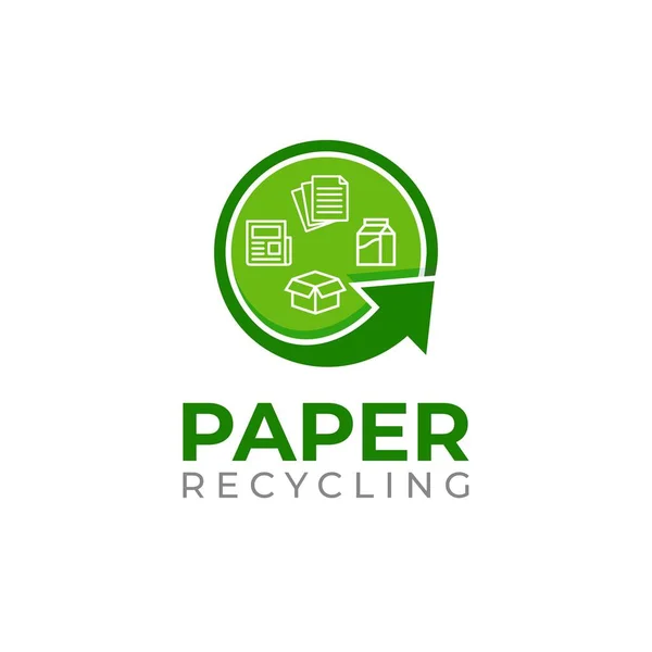 Šablona Loga Recyklace Papíru Ikona Recyklace Papírového Odpadu Samostatná Recyklace — Stockový vektor