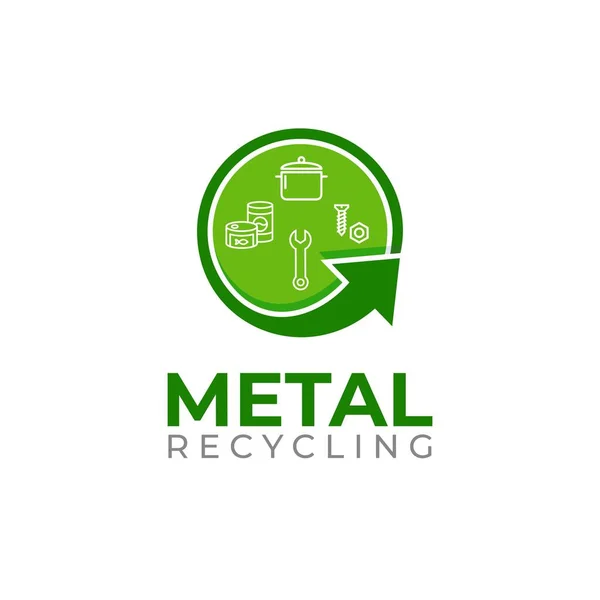 Szablon Logo Recyklingu Metalu Ikona Recyklingu Odpadów Metali Oddzielny Recykling — Wektor stockowy