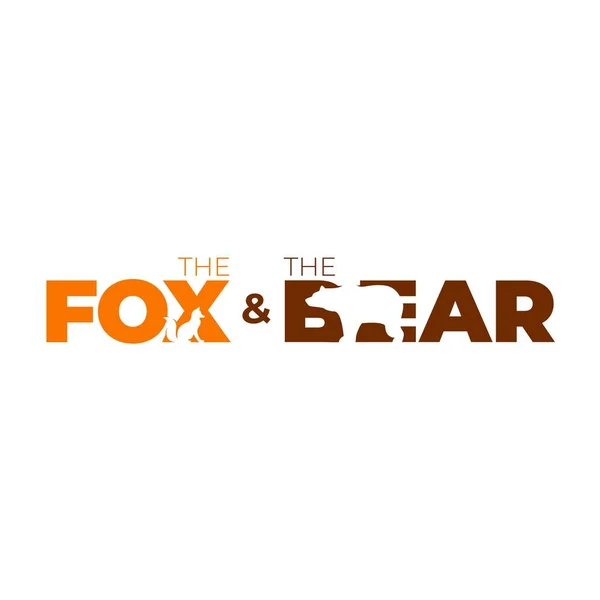 The fox and the bear logo template, Fox and bear on negative space logo idea, Fox logo logotype, Bear logo vector
