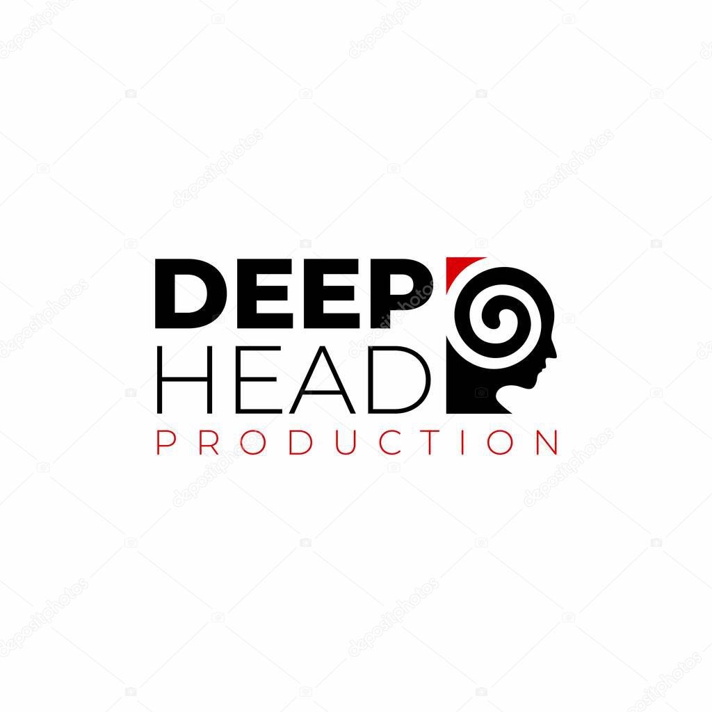 Spiral head logo template, State of hypnosis logo design, Spiral shape on head vector design, Deep head logotype