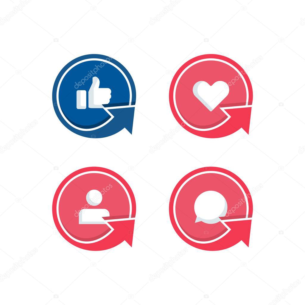 Set of social media icons. Get more attention on social media. 