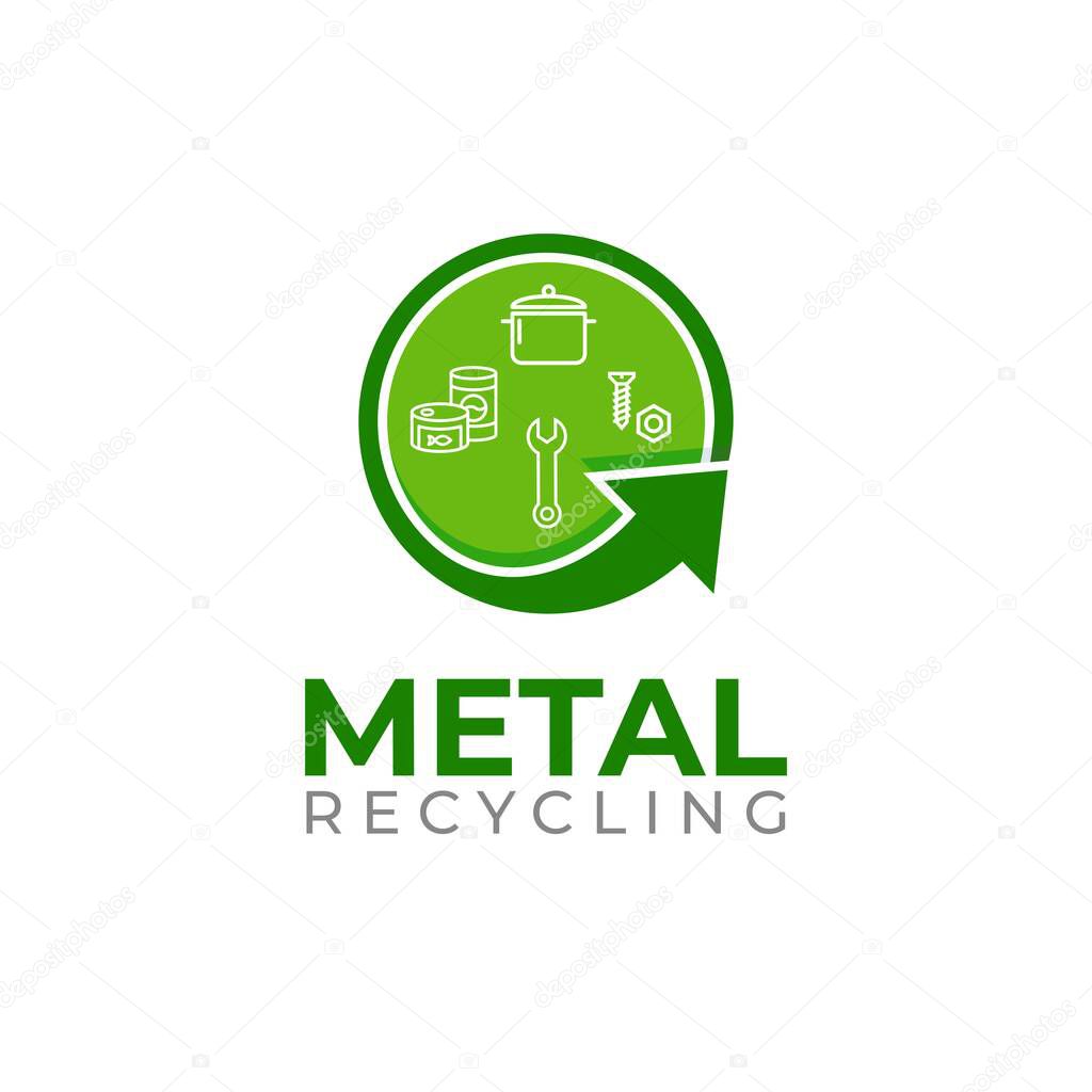 Metal recycling logo template. Waste metal recycling icon. Separate recycling for glass.