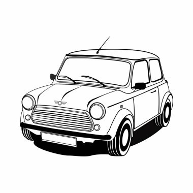 Eski klasik araba vektör çizimi. Klasik araba çizimi. Retro araba illüstrasyonu.