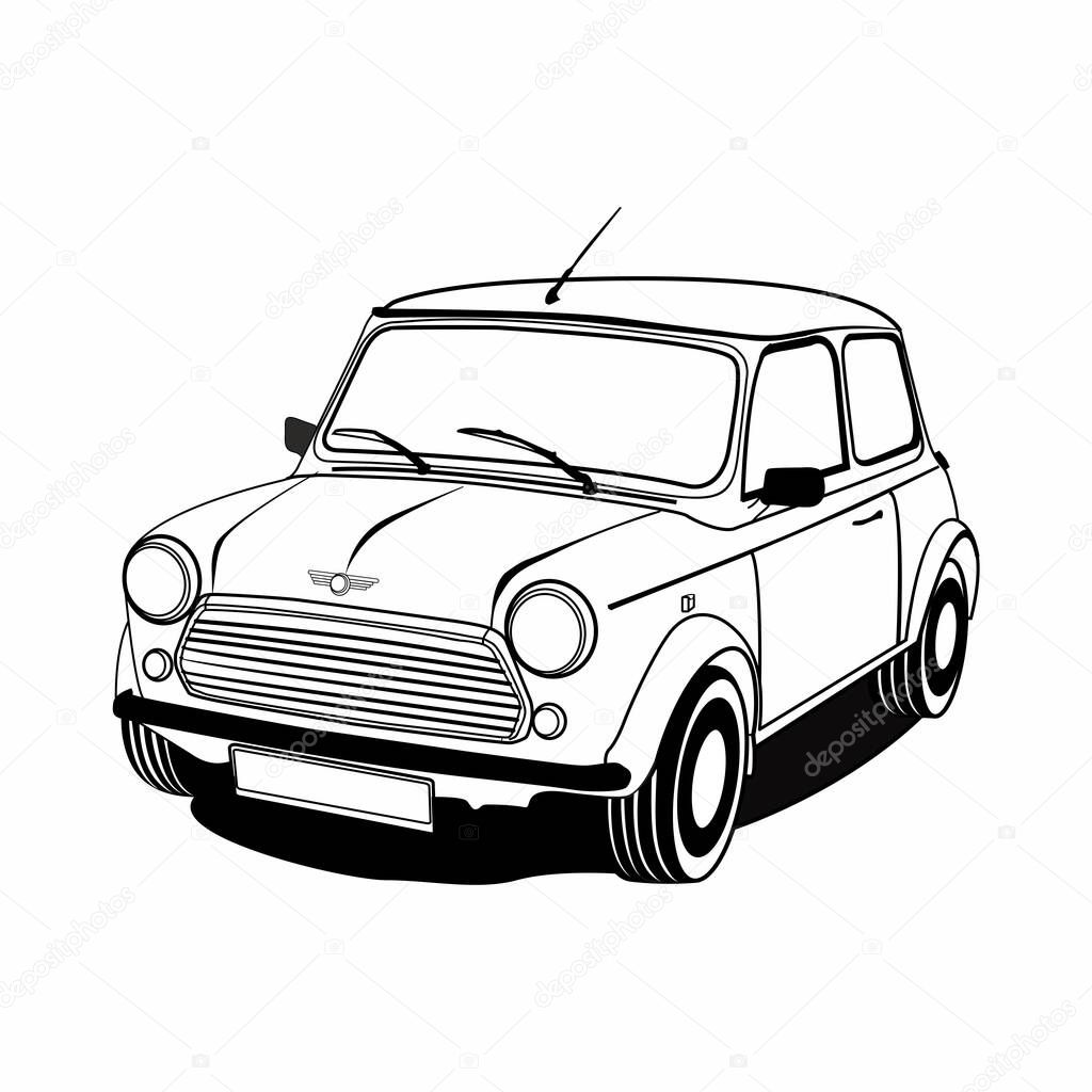 Old classic car vector illustration. Vintage car illustration. Retro car illustration.