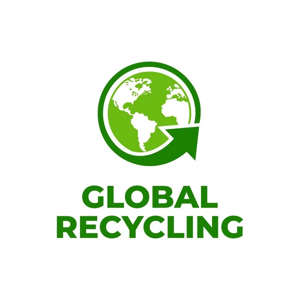 Globální Šablona Loga Recyklace Recyklovat Vektorovou Šablonu Uložit Nápad Logem — Stockový vektor