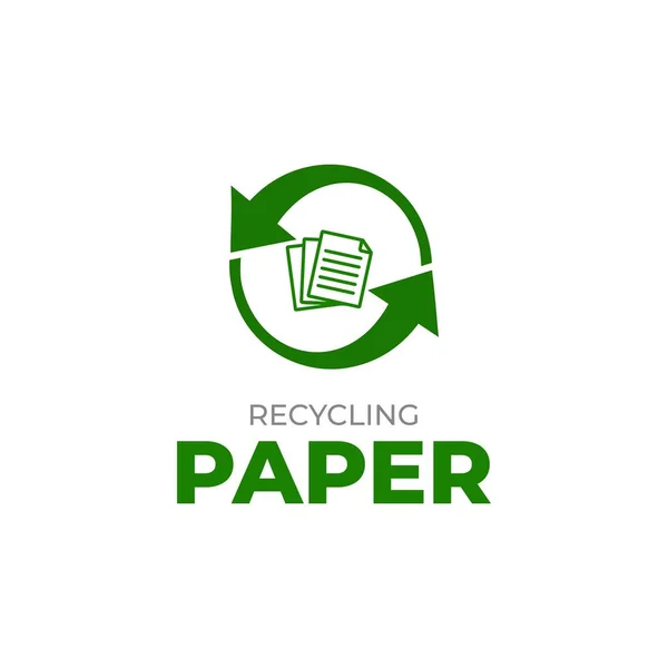 Kağıt Geri Dönüşüm Logosu Şablonu Atık Kağıt Geri Dönüşüm Ikonu — Stok Vektör