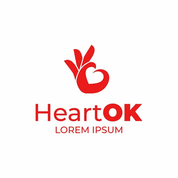 Modelo Logotipo Coração Coração Mão Ícone Forma Mão Coração Coração — Vetor de Stock