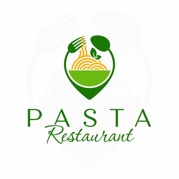 Pasta Restaurant Logo Italiaans Restaurant Logo Locatie Pin Lepel Vork — Stockvector